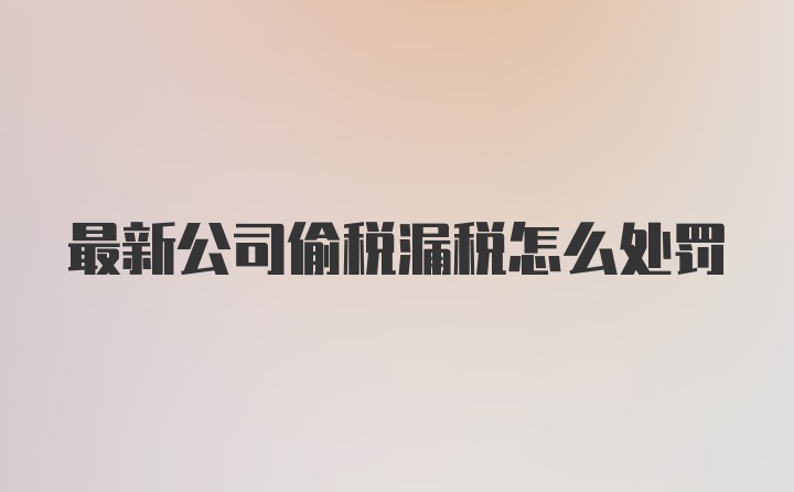 最新公司偷税漏税怎么处罚