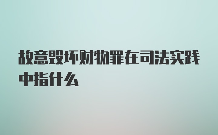 故意毁坏财物罪在司法实践中指什么