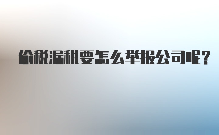 偷税漏税要怎么举报公司呢？