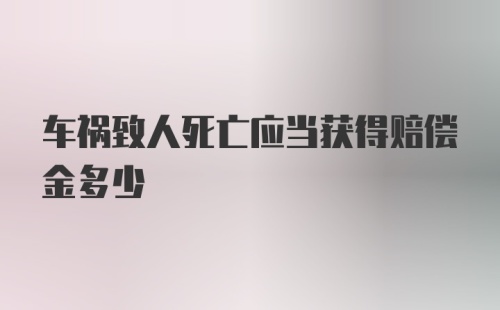 车祸致人死亡应当获得赔偿金多少