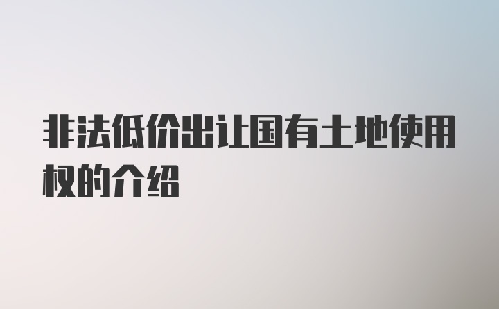 非法低价出让国有土地使用权的介绍