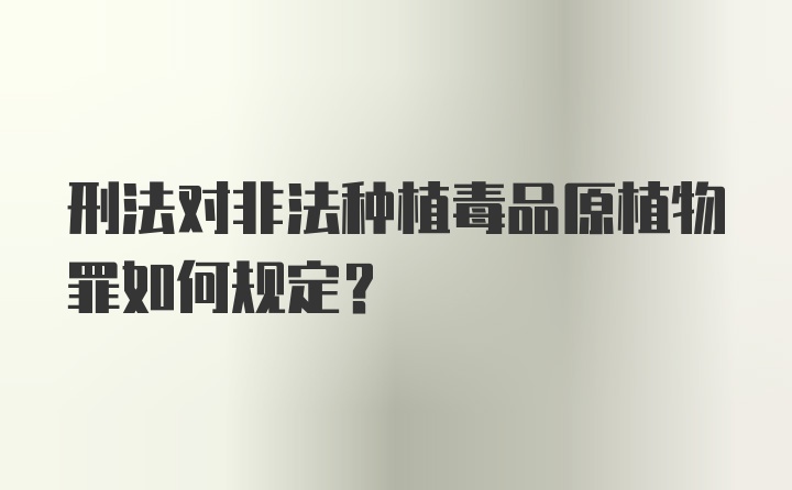 刑法对非法种植毒品原植物罪如何规定？