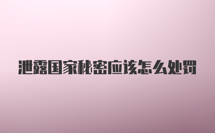 泄露国家秘密应该怎么处罚