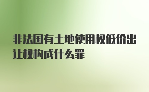 非法国有土地使用权低价出让权构成什么罪