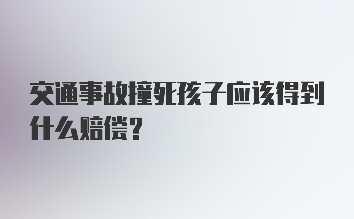 交通事故撞死孩子应该得到什么赔偿？