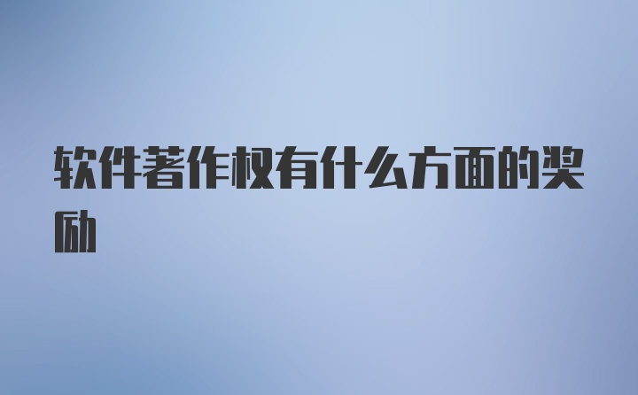 软件著作权有什么方面的奖励