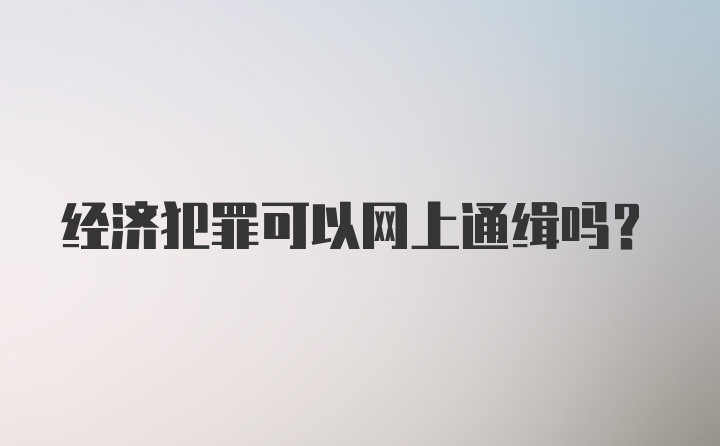 经济犯罪可以网上通缉吗？