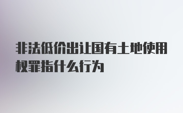 非法低价出让国有土地使用权罪指什么行为