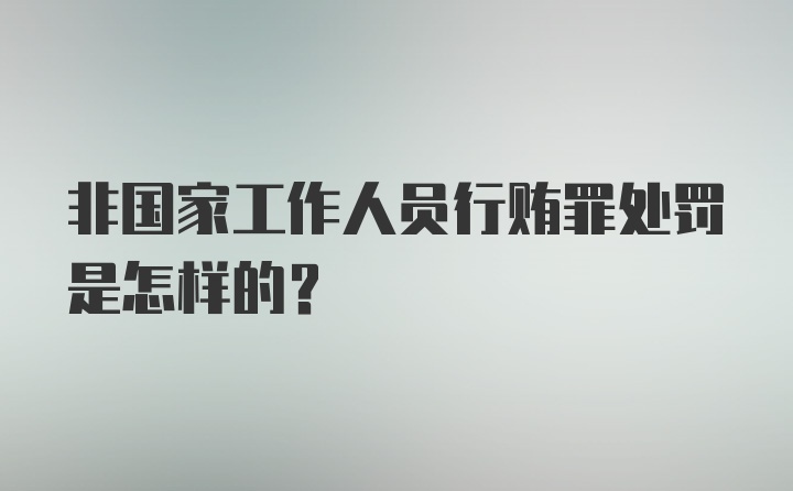 非国家工作人员行贿罪处罚是怎样的？