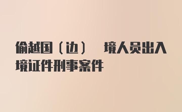 偷越国(边) 境人员出入境证件刑事案件