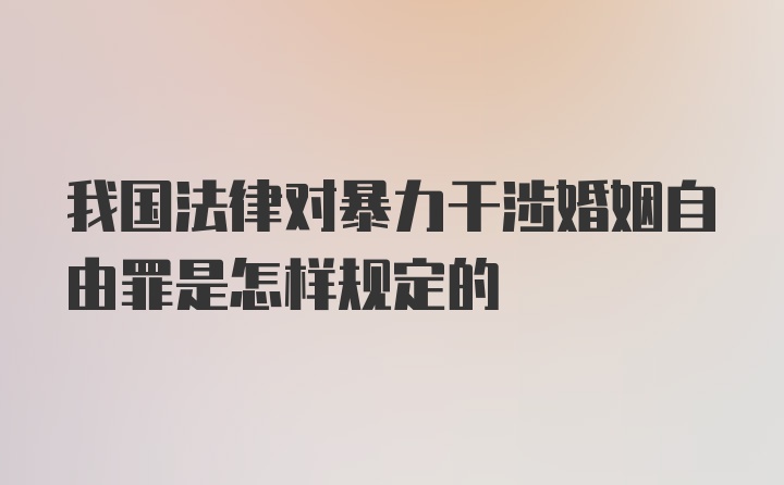 我国法律对暴力干涉婚姻自由罪是怎样规定的