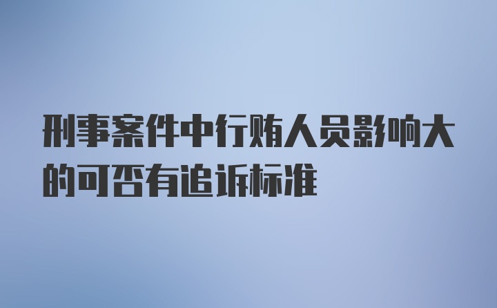 刑事案件中行贿人员影响大的可否有追诉标准