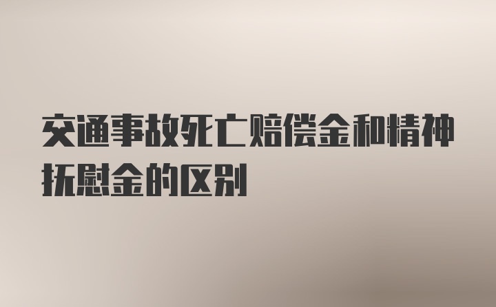 交通事故死亡赔偿金和精神抚慰金的区别