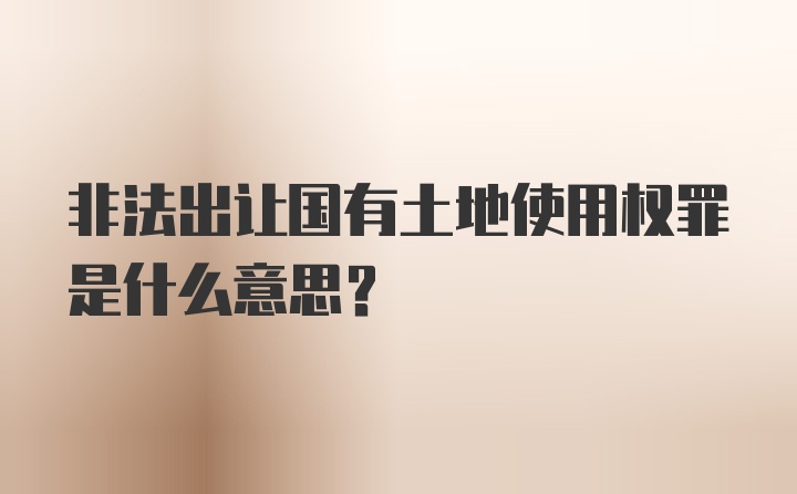 非法出让国有土地使用权罪是什么意思?