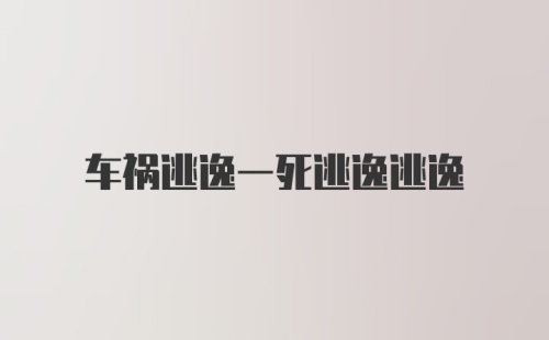 车祸逃逸一死逃逸逃逸