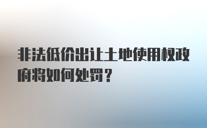 非法低价出让土地使用权政府将如何处罚？