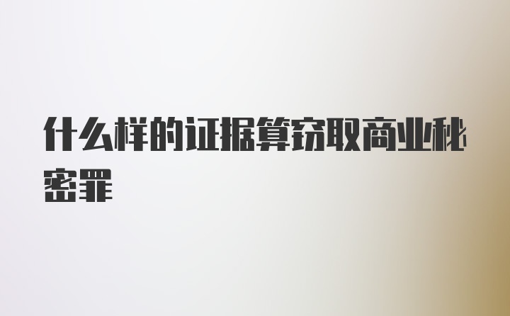 什么样的证据算窃取商业秘密罪