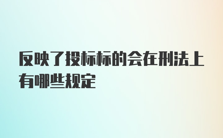 反映了投标标的会在刑法上有哪些规定