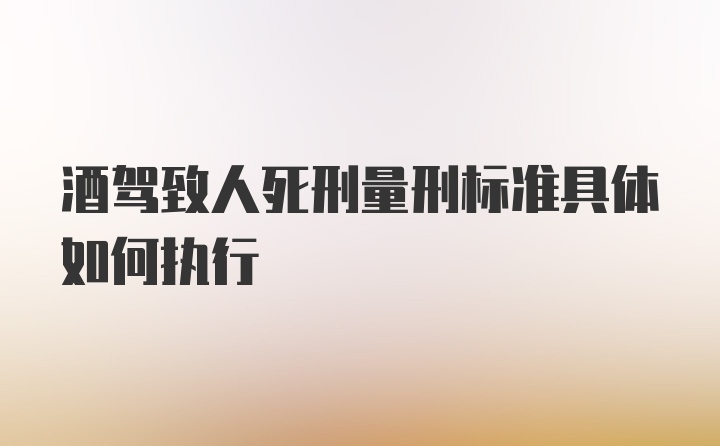 酒驾致人死刑量刑标准具体如何执行