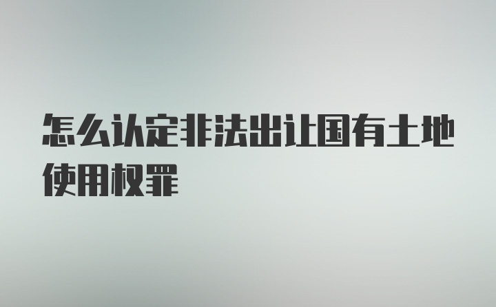 怎么认定非法出让国有土地使用权罪