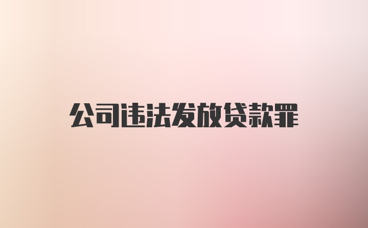 公司违法发放贷款罪