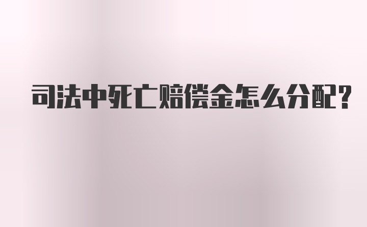 司法中死亡赔偿金怎么分配?