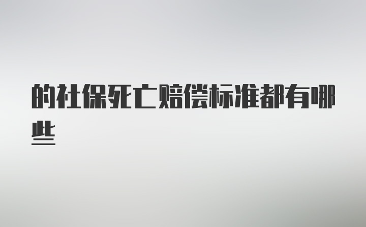 的社保死亡赔偿标准都有哪些