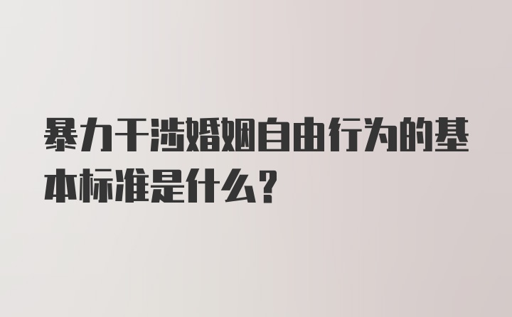 暴力干涉婚姻自由行为的基本标准是什么？