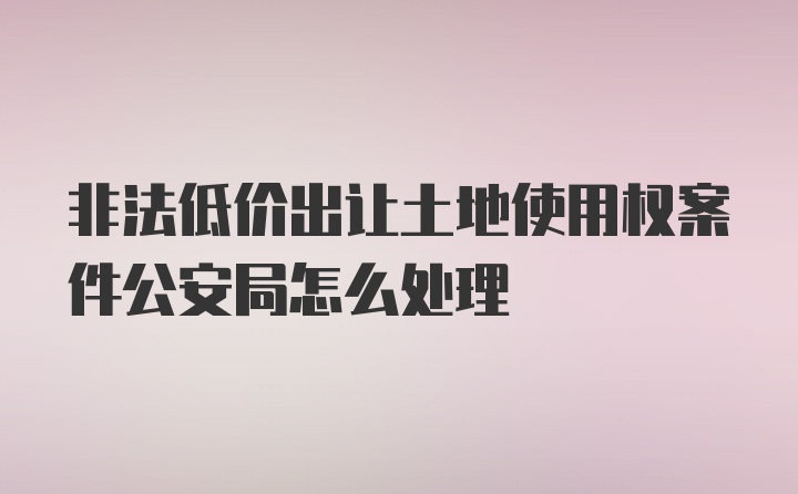 非法低价出让土地使用权案件公安局怎么处理