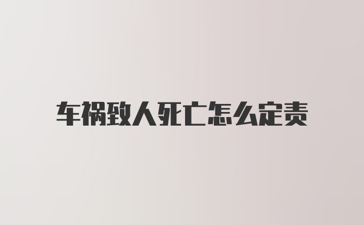 车祸致人死亡怎么定责