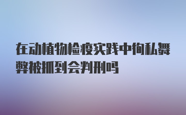 在动植物检疫实践中徇私舞弊被抓到会判刑吗