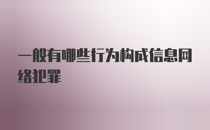 一般有哪些行为构成信息网络犯罪