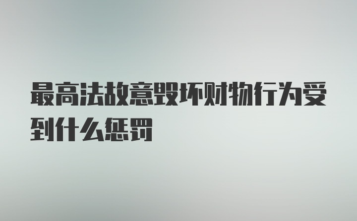 最高法故意毁坏财物行为受到什么惩罚