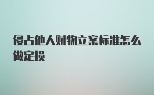 侵占他人财物立案标准怎么做定损