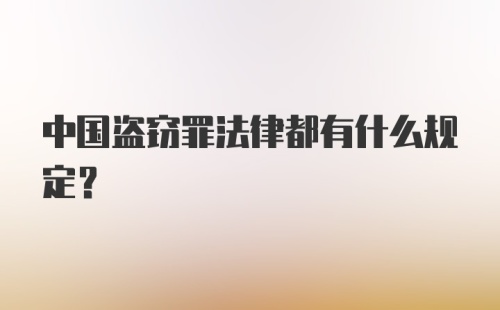 中国盗窃罪法律都有什么规定？