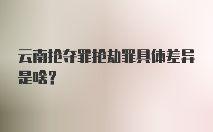 云南抢夺罪抢劫罪具体差异是啥？