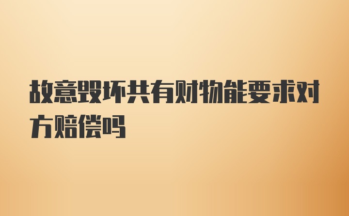 故意毁坏共有财物能要求对方赔偿吗