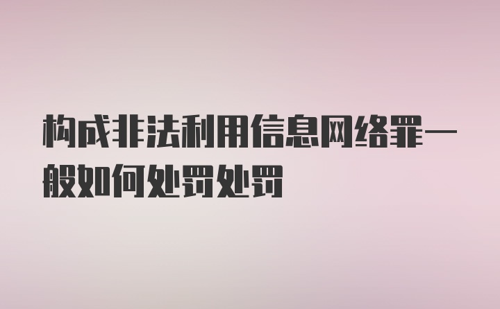 构成非法利用信息网络罪一般如何处罚处罚