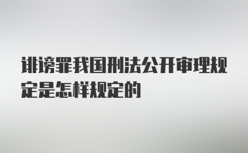 诽谤罪我国刑法公开审理规定是怎样规定的