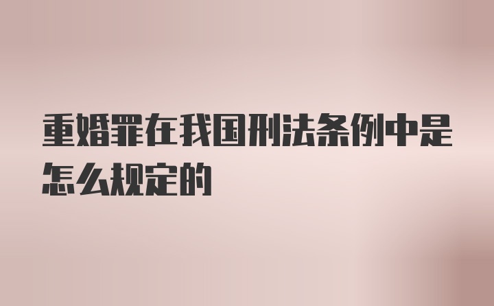 重婚罪在我国刑法条例中是怎么规定的