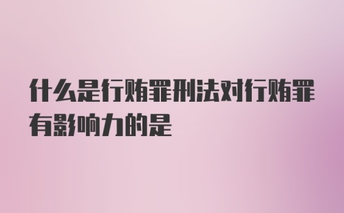 什么是行贿罪刑法对行贿罪有影响力的是