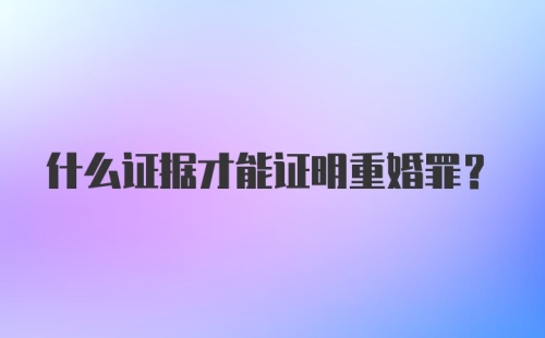 什么证据才能证明重婚罪？