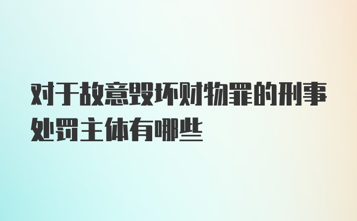 对于故意毁坏财物罪的刑事处罚主体有哪些