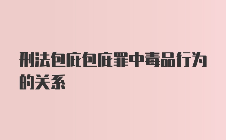 刑法包庇包庇罪中毒品行为的关系