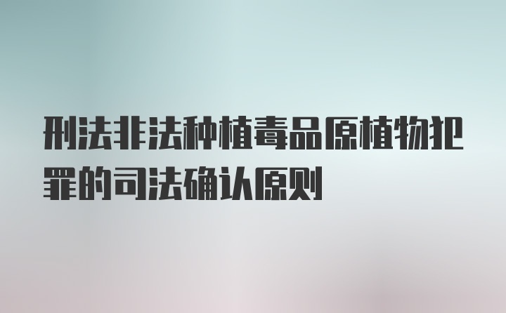 刑法非法种植毒品原植物犯罪的司法确认原则