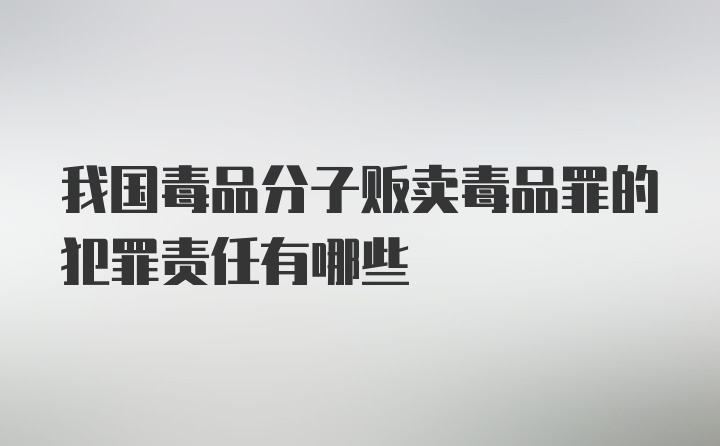 我国毒品分子贩卖毒品罪的犯罪责任有哪些