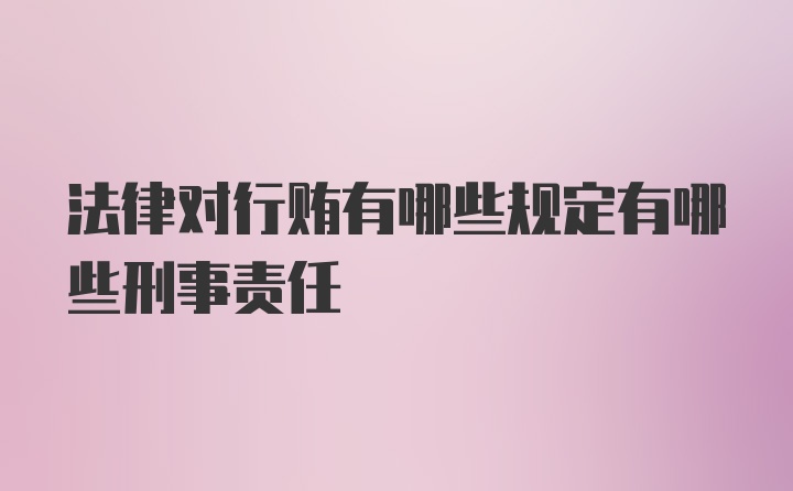 法律对行贿有哪些规定有哪些刑事责任