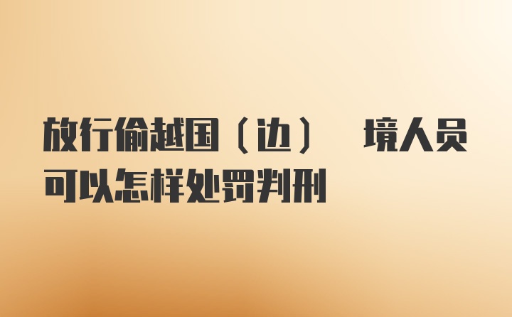 放行偷越国(边) 境人员可以怎样处罚判刑