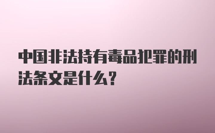 中国非法持有毒品犯罪的刑法条文是什么？