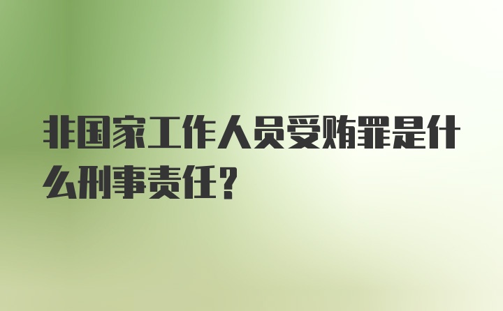 非国家工作人员受贿罪是什么刑事责任？